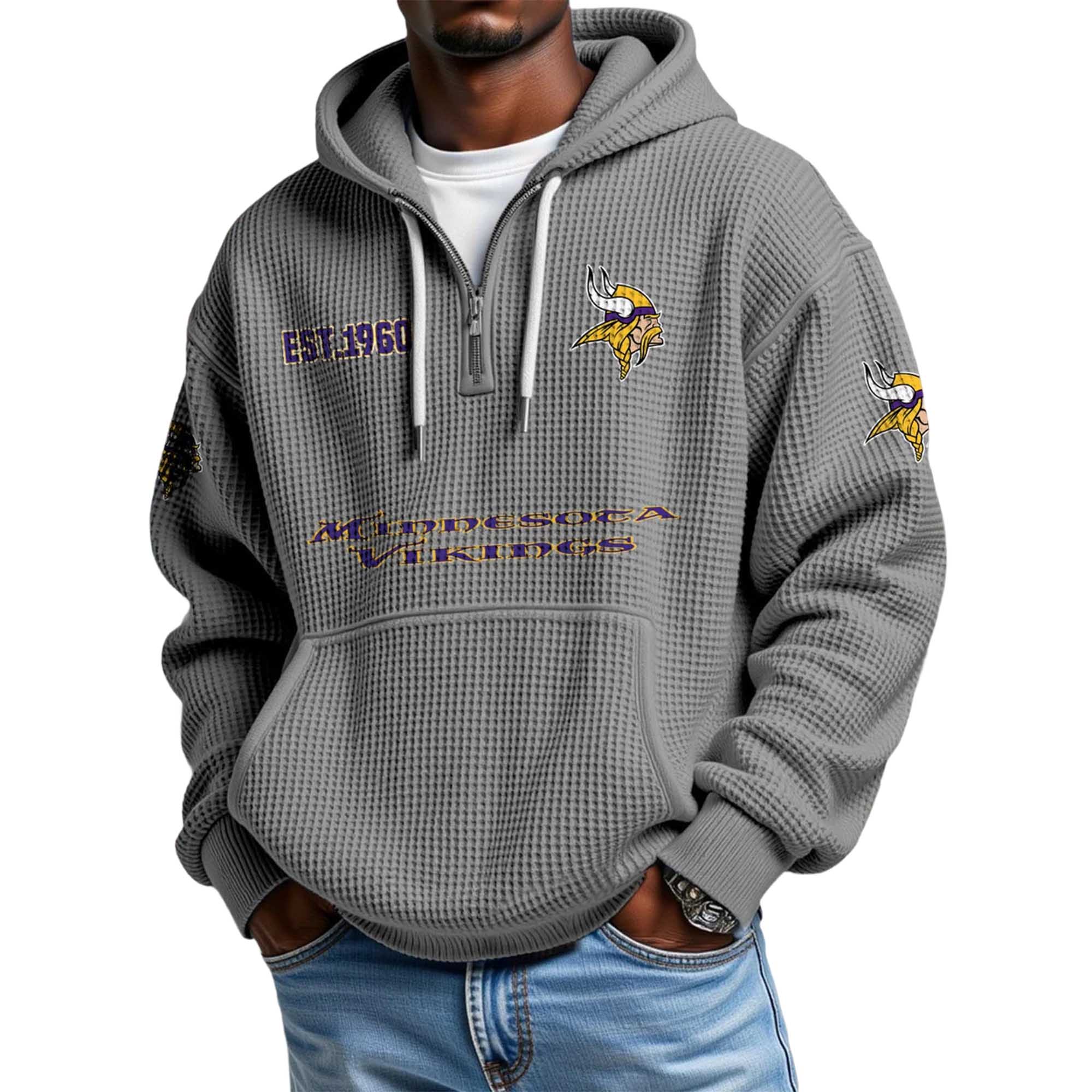 Vikings EST 1960 Waffle Quarter Zip Hoodie 2 Vikings EST 1960 Waffle Quarter Zip Hoodie (2)