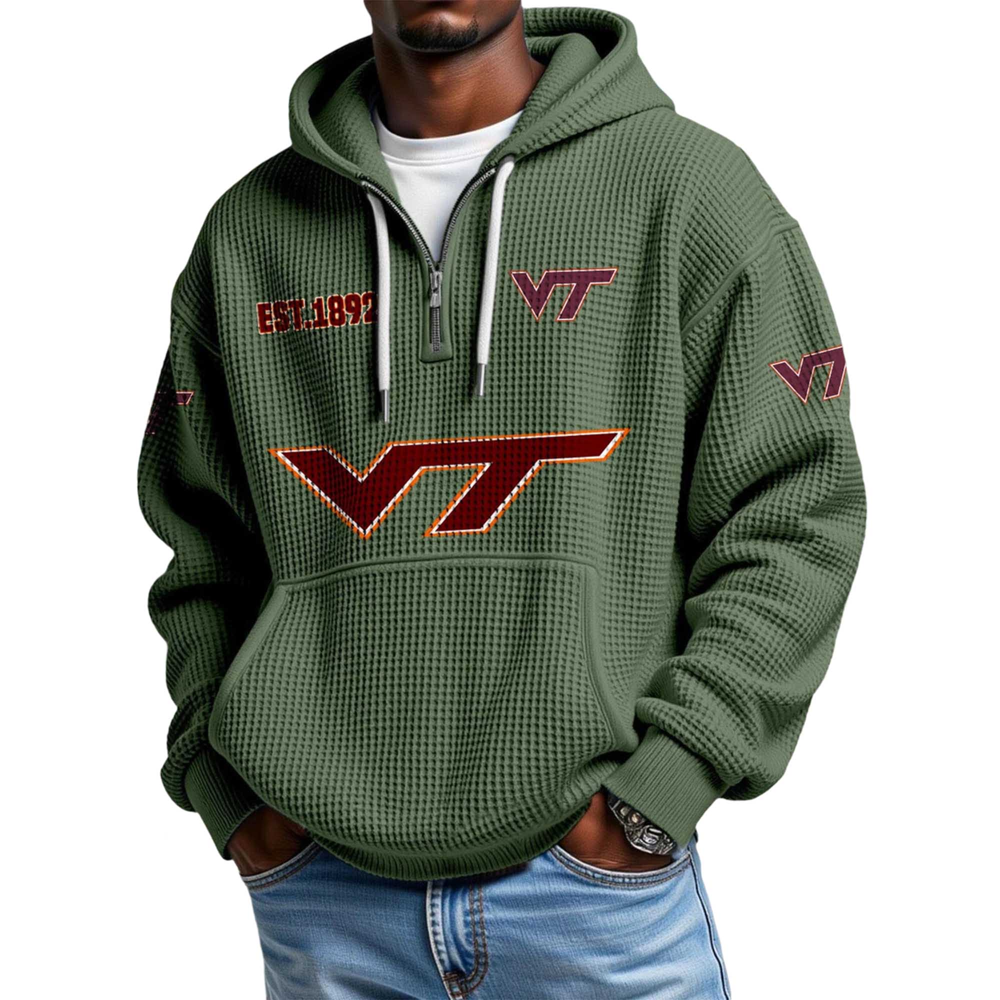 Virginia Tech EST 1892 Quarter Zip Waffle Hoodie 3 Virginia Tech EST 1892 Quarter Zip Waffle Hoodie 3