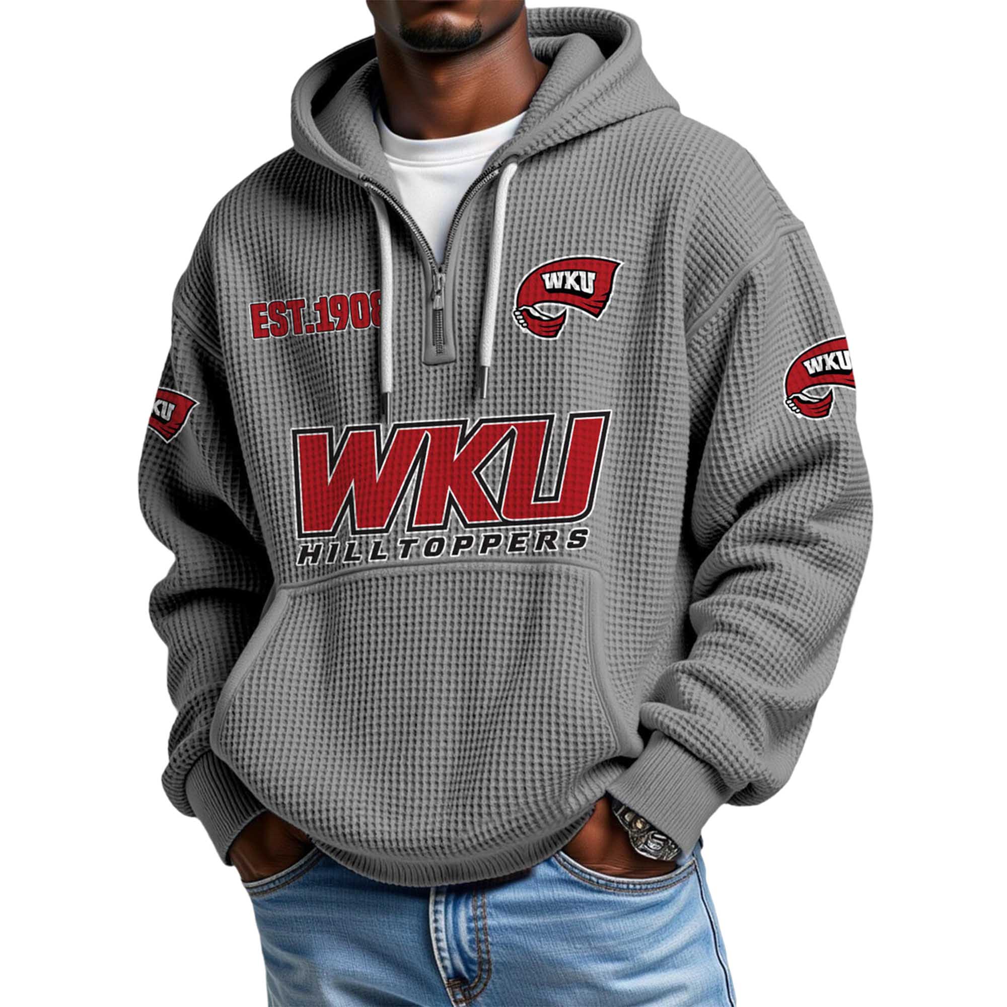 WKU Hilltoppers EST 1908 Quarter Zip Waffle Hoodie 4 WKU Hilltoppers EST 1908 Quarter Zip Waffle Hoodie 4