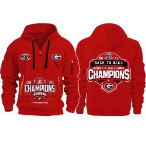 Bulldogs Back To Back SEC Champions 2025 Quarter Zip Hoodie (1)