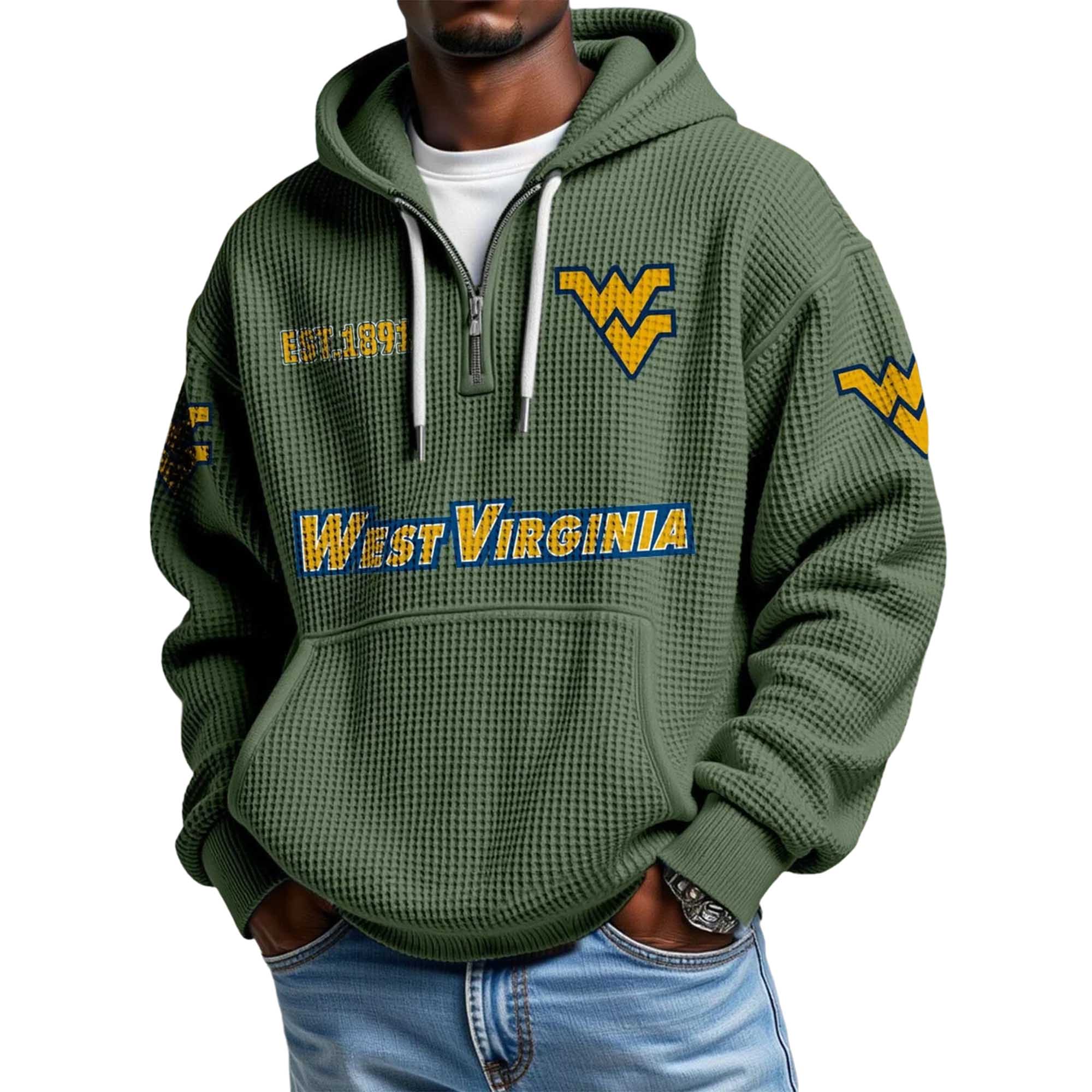West Virginia EST 1891 Quarter Zip Waffle Hoodie 3 West Virginia EST 1891 Quarter Zip Waffle Hoodie 3