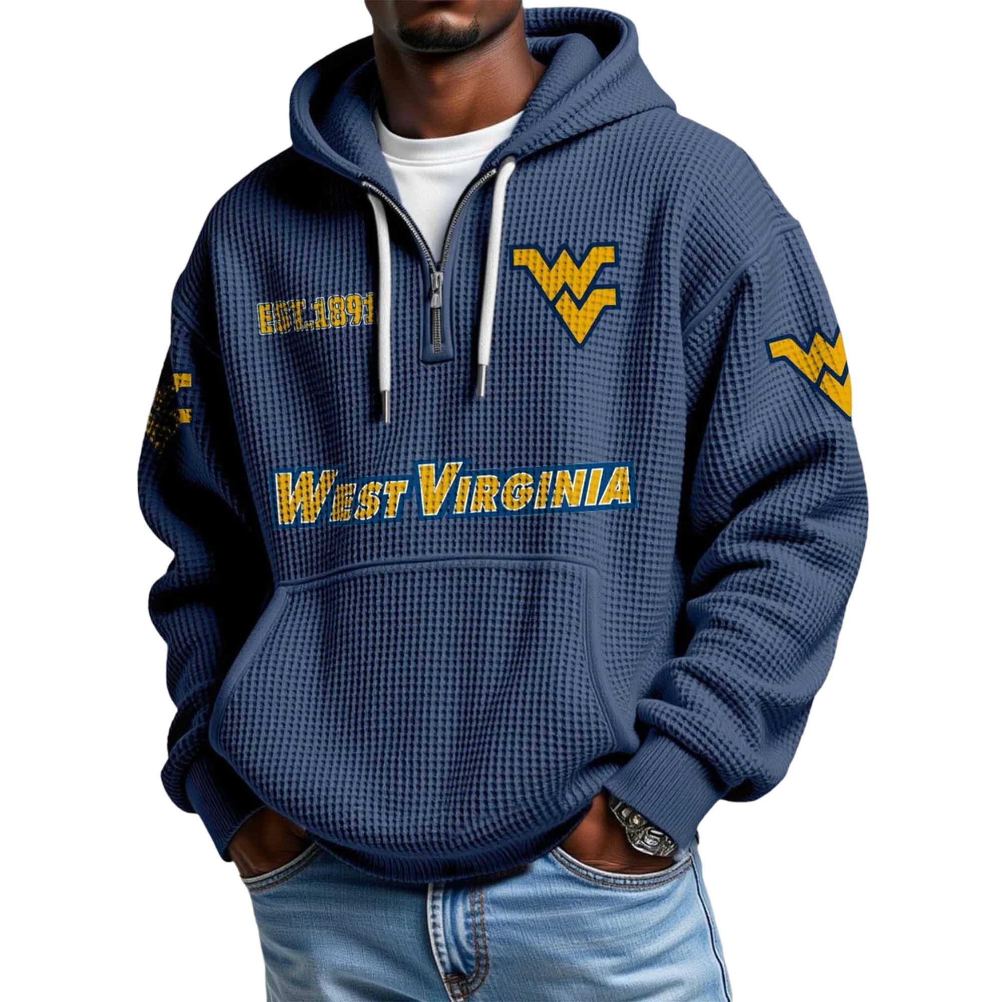 West Virginia EST 1891 Quarter Zip Waffle Hoodie 5 West Virginia EST 1891 Quarter Zip Waffle Hoodie 5