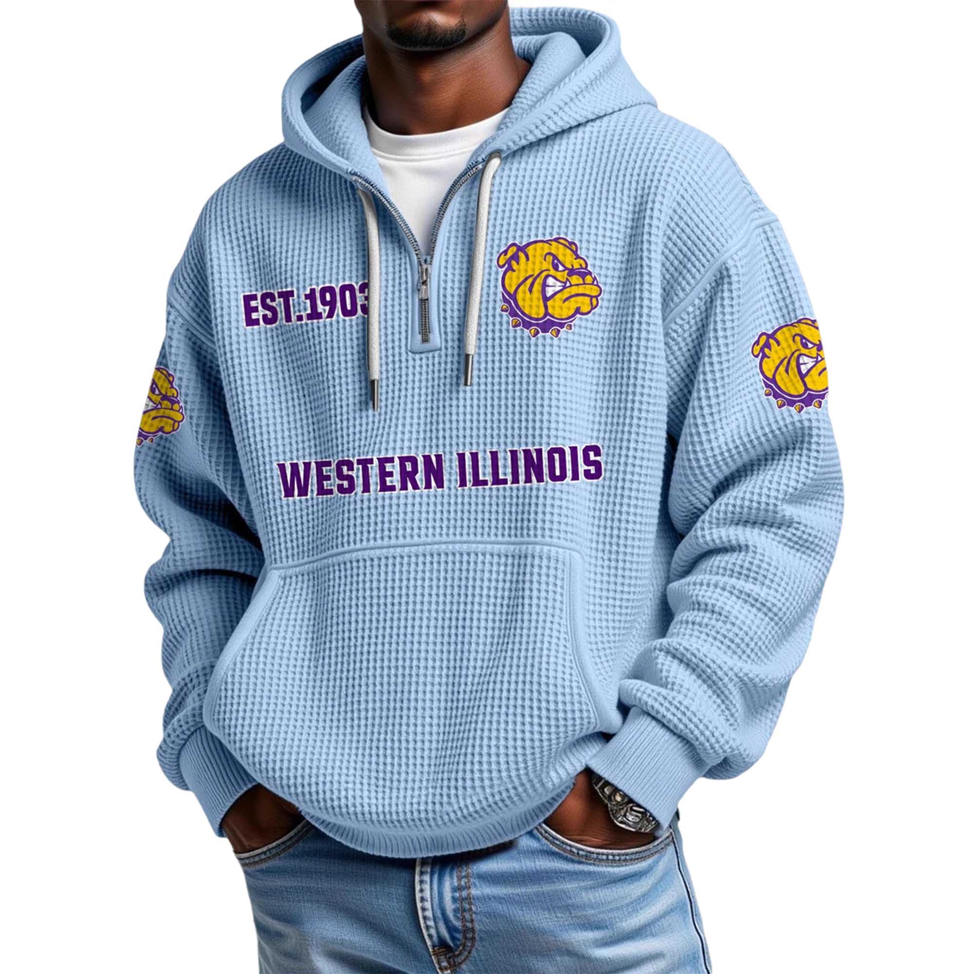 Western Illinois EST 1903 Quarter Zip Waffle Hoodie 2 Western Illinois EST 1903 Quarter Zip Waffle Hoodie 2