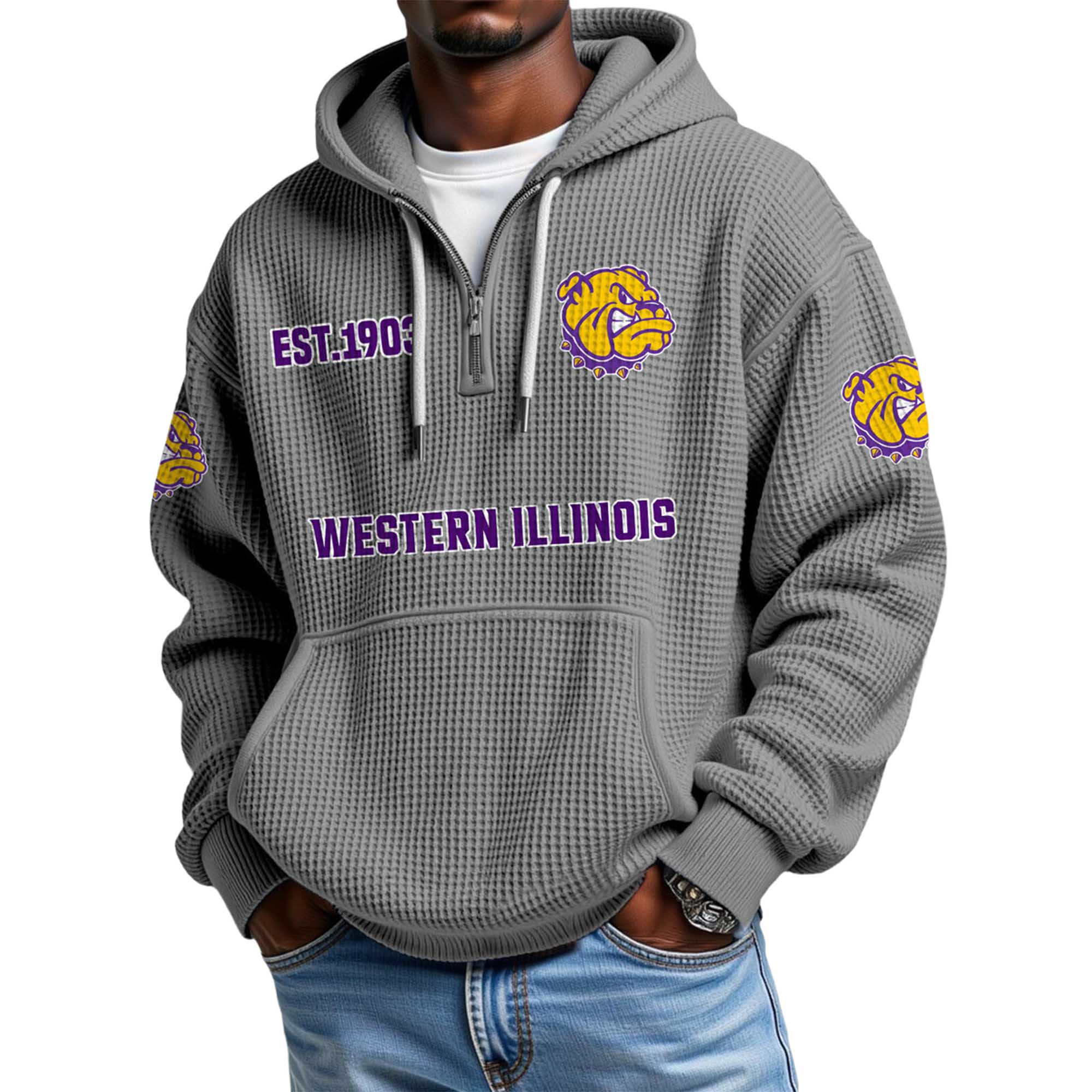 Western Illinois EST 1903 Quarter Zip Waffle Hoodie 4 Western Illinois EST 1903 Quarter Zip Waffle Hoodie 4