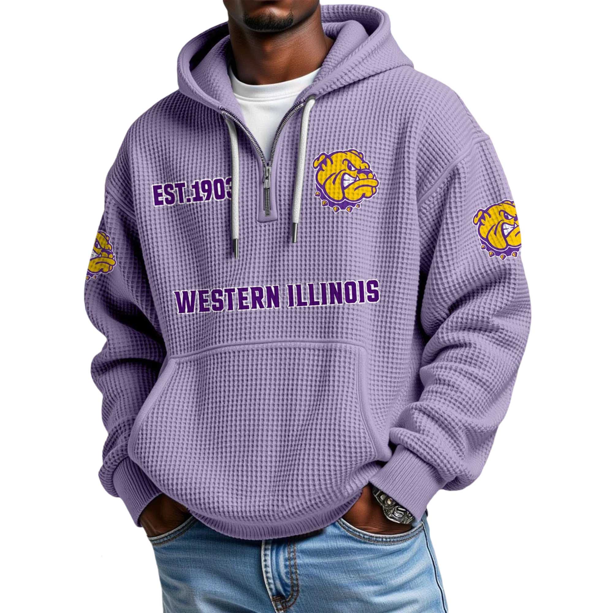 Western Illinois EST 1903 Quarter Zip Waffle Hoodie 5 Western Illinois EST 1903 Quarter Zip Waffle Hoodie 5