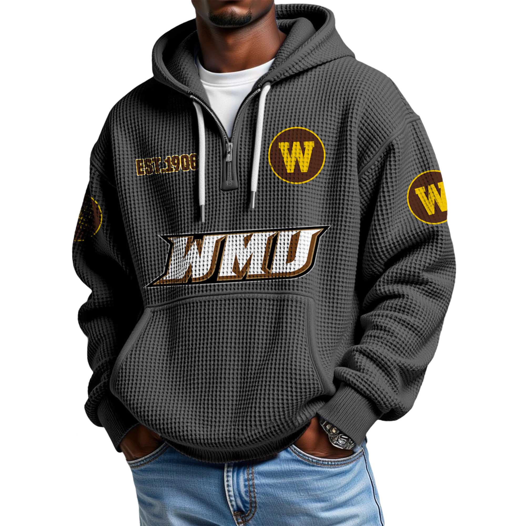 Western Michigan EST 1906 Quarter Zip Waffle Hoodie 2 Western Michigan EST 1906 Quarter Zip Waffle Hoodie (2)
