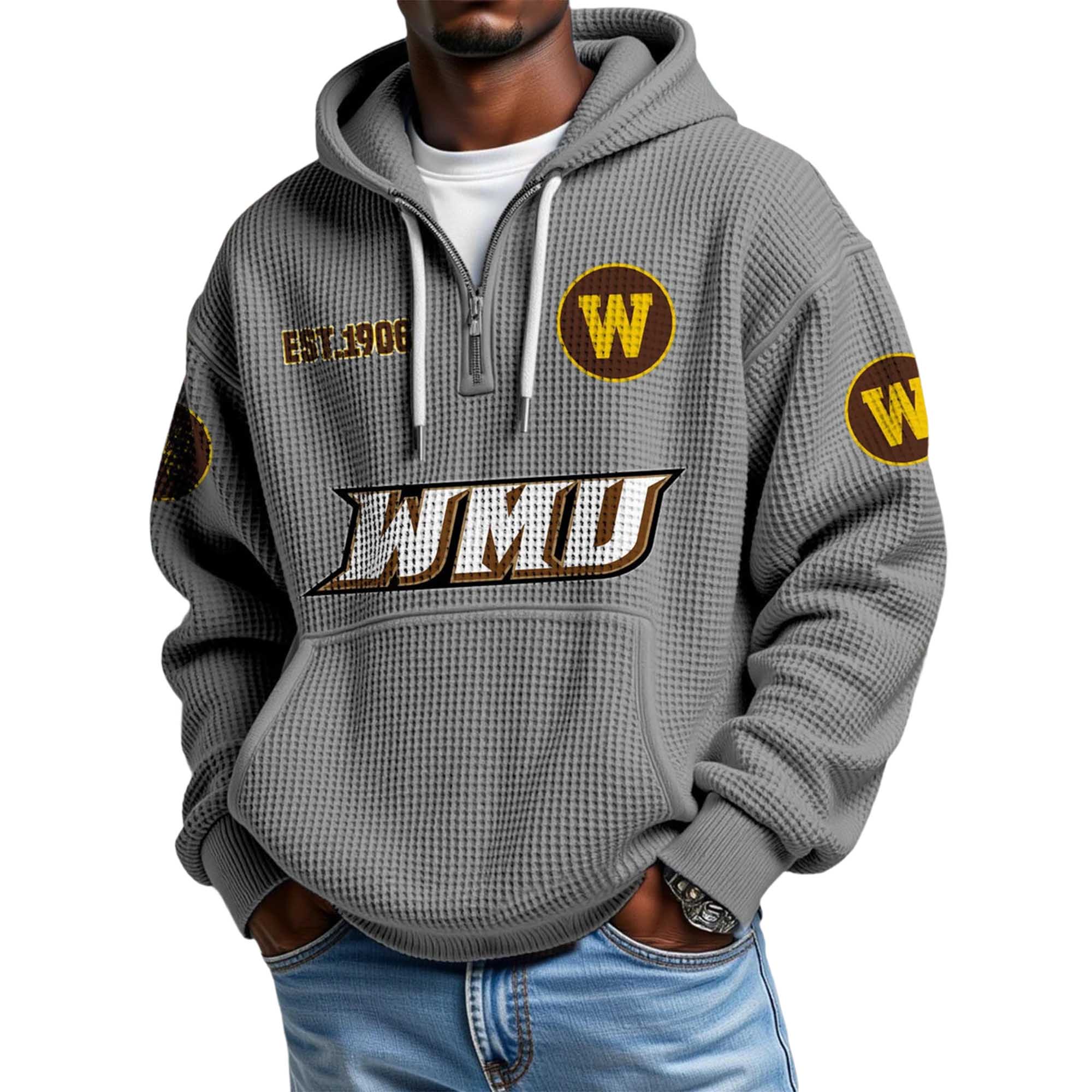 Western Michigan EST 1906 Quarter Zip Waffle Hoodie 4 Western Michigan EST 1906 Quarter Zip Waffle Hoodie (4)