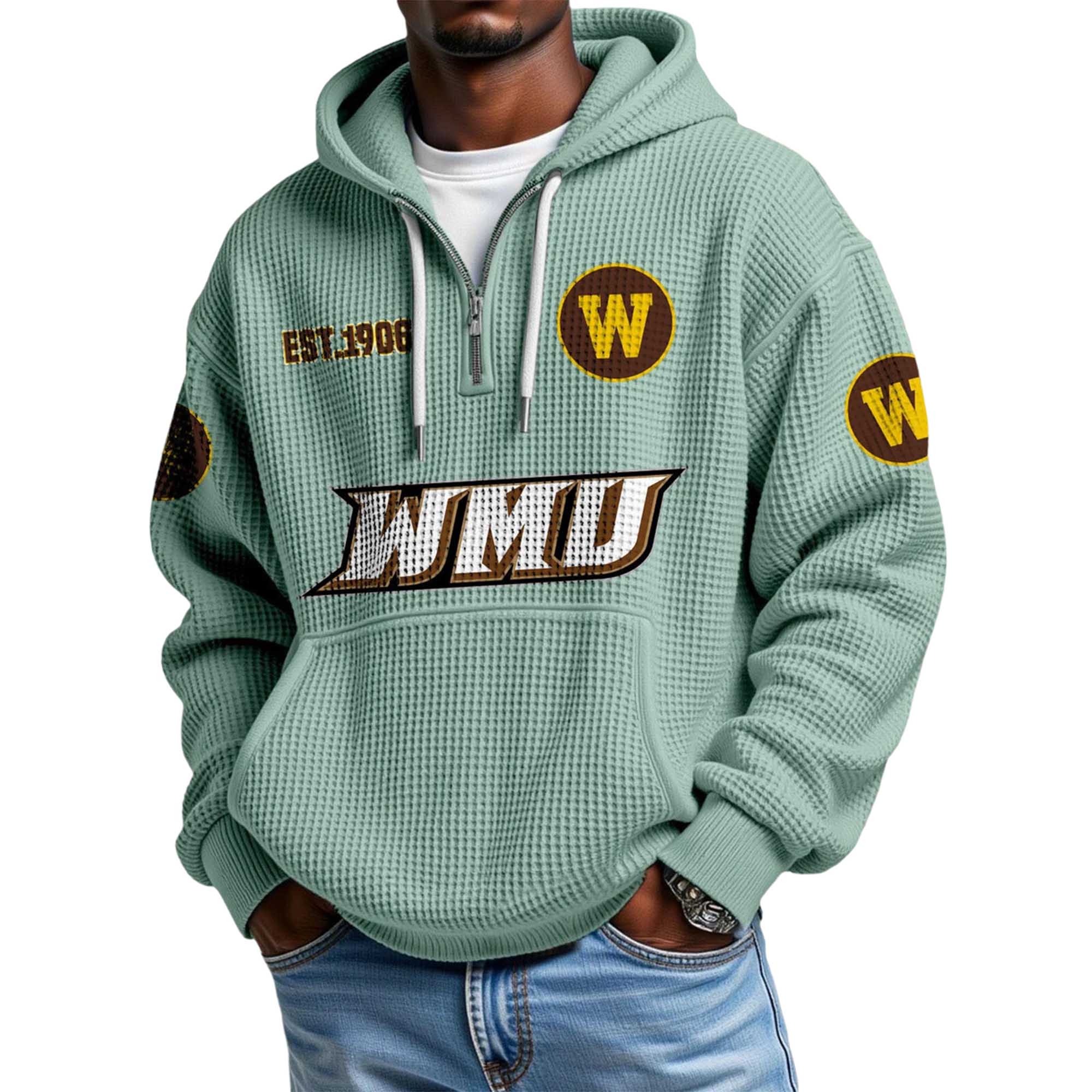 Western Michigan EST 1906 Quarter Zip Waffle Hoodie 3 Western Michigan EST 1906 Quarter Zip Waffle Hoodie (5)
