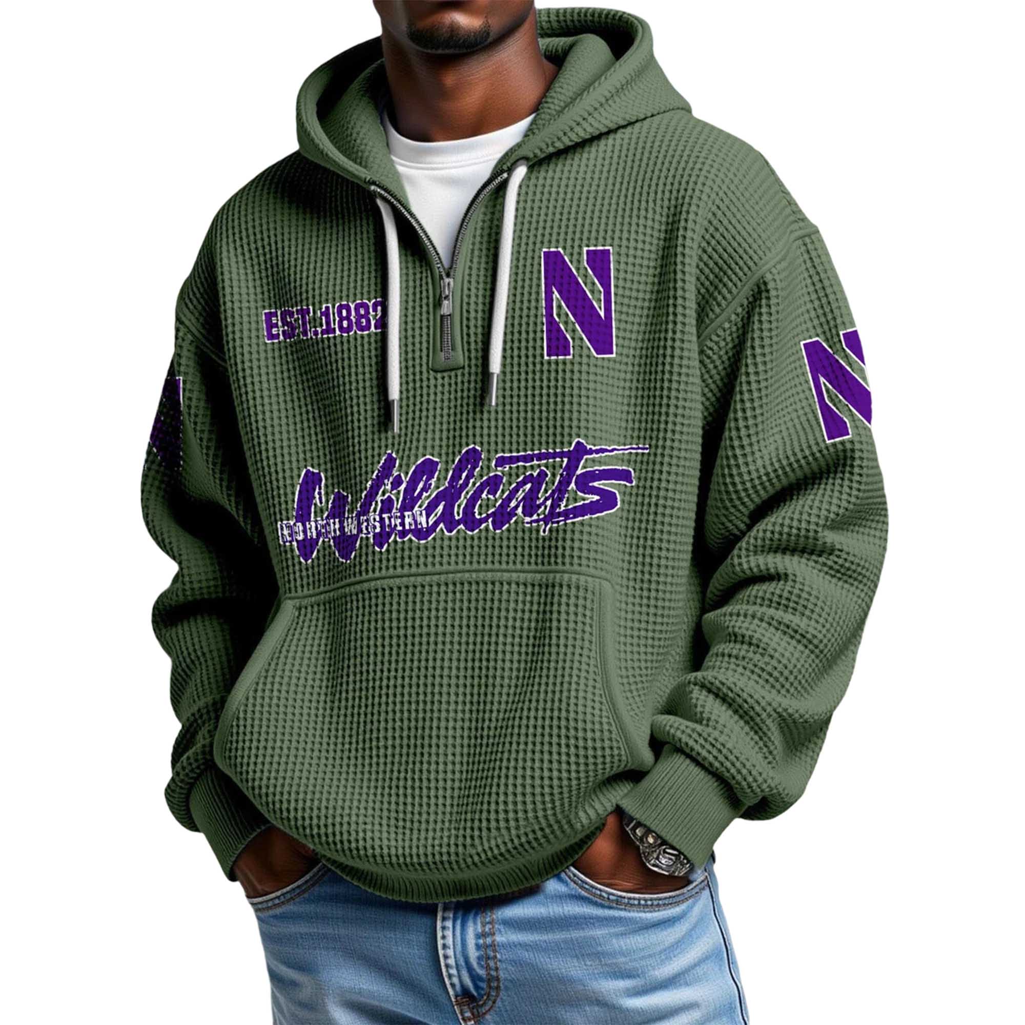 Wildcats EST 1882 Quarter Zip Waffle Hoodie 3 Wildcats EST 1882 Quarter Zip Waffle Hoodie 3