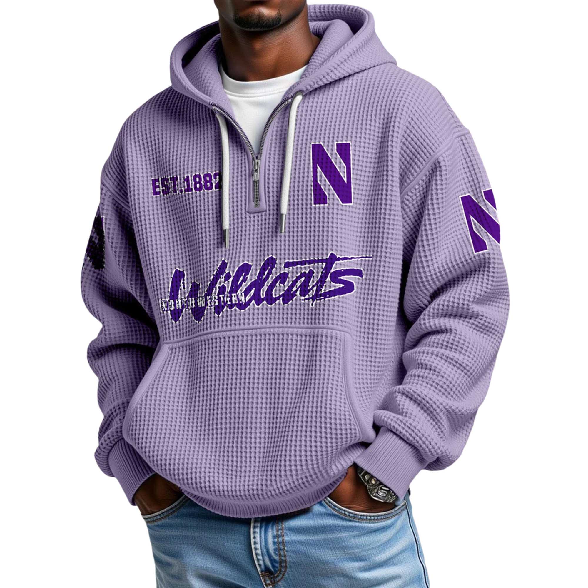 Wildcats EST 1882 Quarter Zip Waffle Hoodie 5 Wildcats EST 1882 Quarter Zip Waffle Hoodie 5