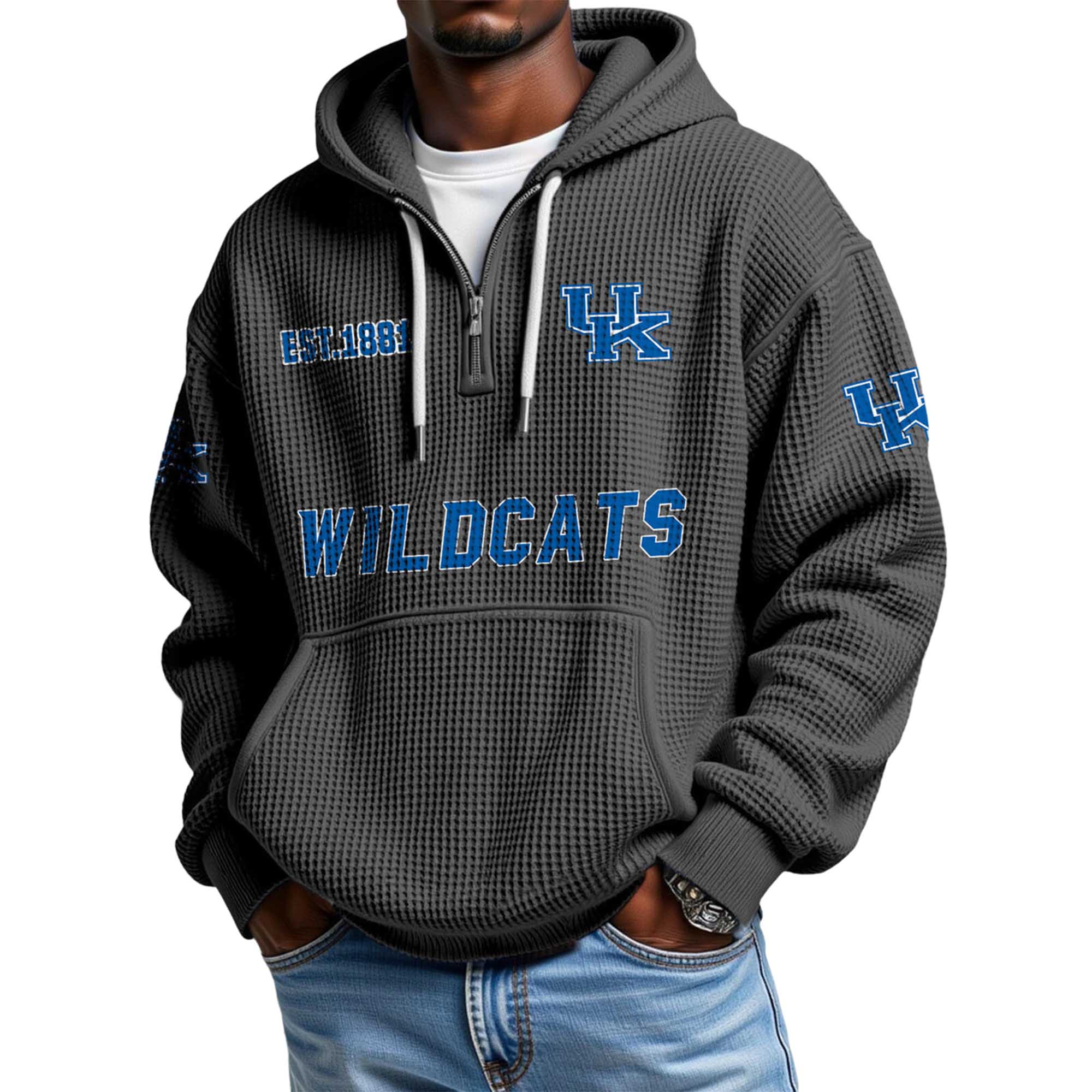 Wildcats EST 1891 Quarter Zip Waffle Hoodie Wildcats EST 1891 Quarter Zip Waffle Hoodie