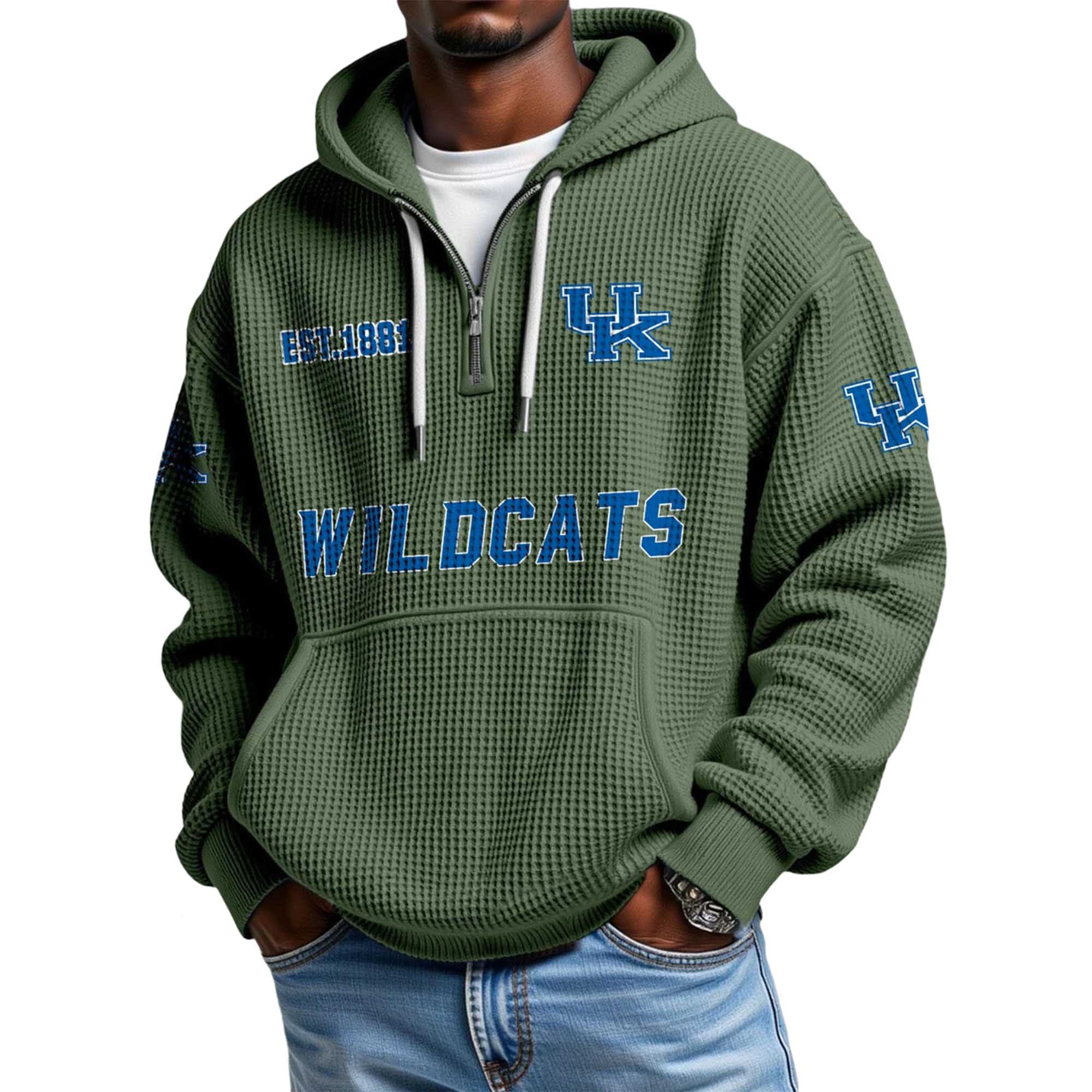 Wildcats EST 1891 Quarter Zip Waffle Hoodie 3 Wildcats EST 1891 Quarter Zip Waffle Hoodie 3