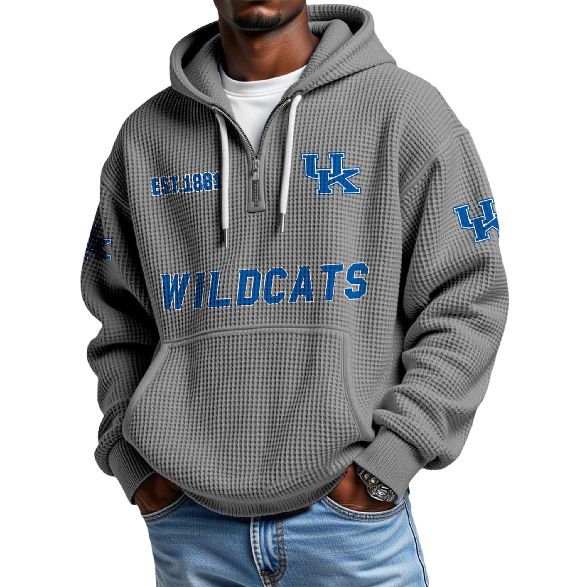 Wildcats EST 1891 Quarter Zip Waffle Hoodie 4 Wildcats EST 1891 Quarter Zip Waffle Hoodie 4