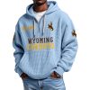 Wyoming Cowboys EST 1893 Quarter Zip Waffle Hoodie 6 Wyoming Cowboys EST 1893 Quarter Zip Waffle Hoodie 2