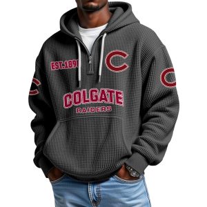 Colgate Raiders EST 1896 Quarter Zip Waffle Hoodie 1