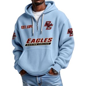 Eagles Boston College EST 1893 Quarter Zip Waffle Hoodie 1