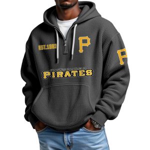 Pirates EST 1882 Quarter Zip Waffle Hoodie 1