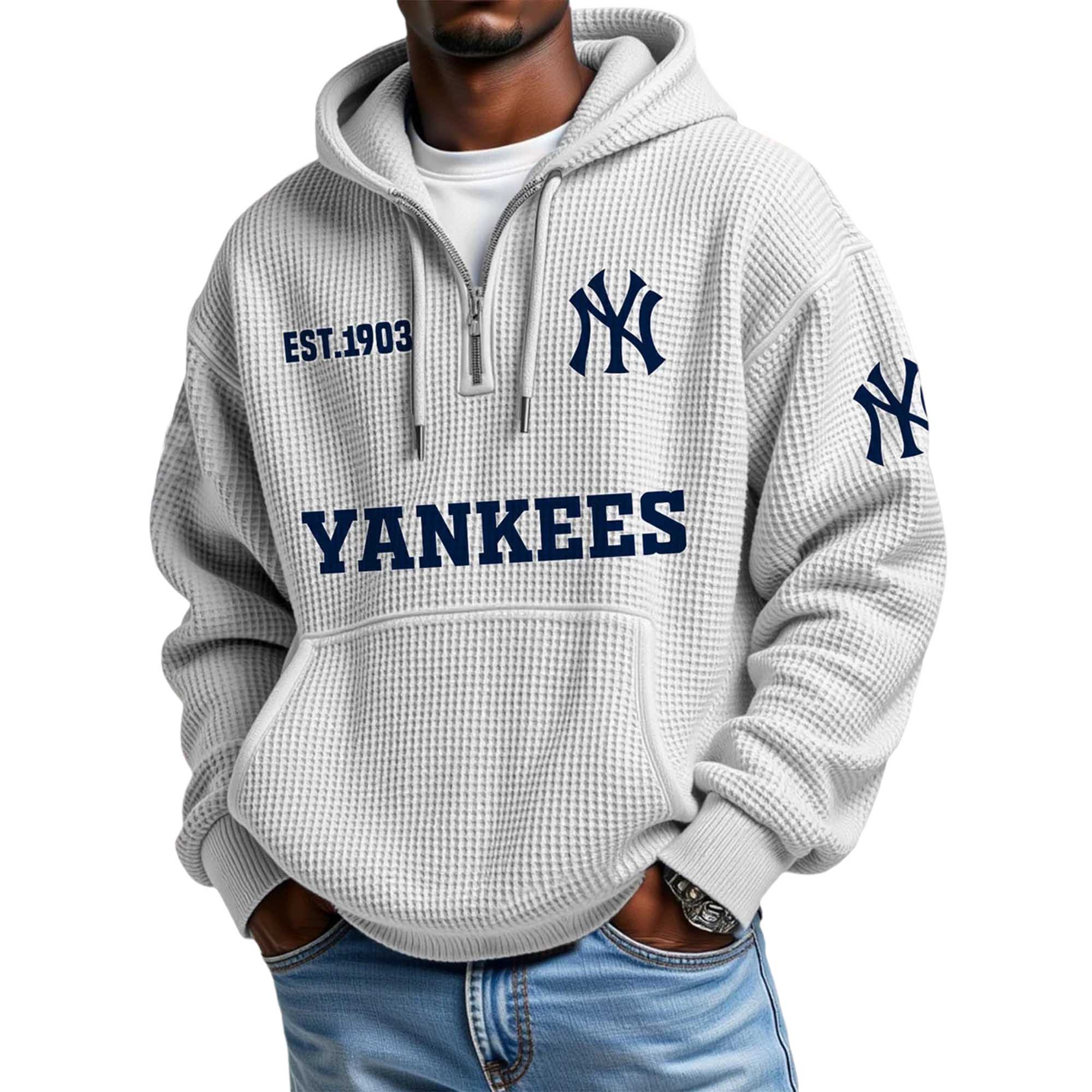 Yankees EST 1903 Quarter Zip Waffle Hoodie 4 Yankees EST 1903 Quarter Zip Waffle Hoodie 4