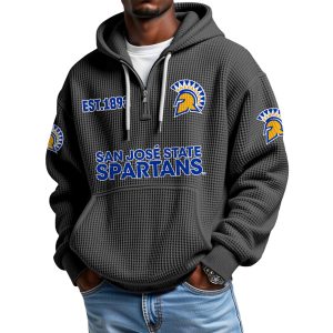 San Jose State Spartans EST 1893 Quarter Zip Waffle Hoodie 1