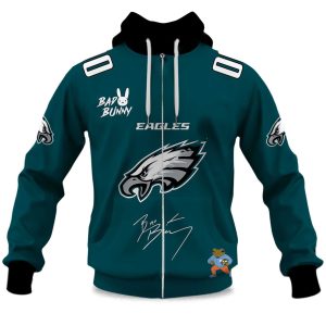 Personalized Eagles Bad Bunny Bowl LX 2025 2026 Zipper Hoodie