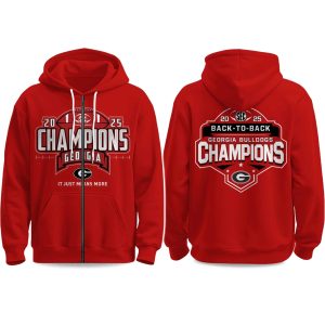 Bulldogs Back To Back SEC Champions 2025 Zip Hoodie (1)