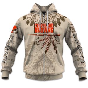 2025 Personalized Browns Football Native American Heritage Zipper Hoodie