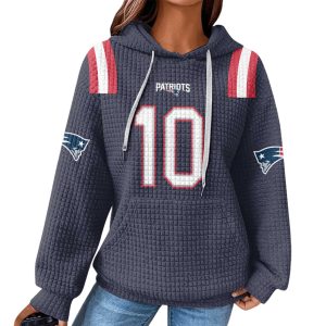 Patriots Drake Maye 10 Waffle Hoodie (1)