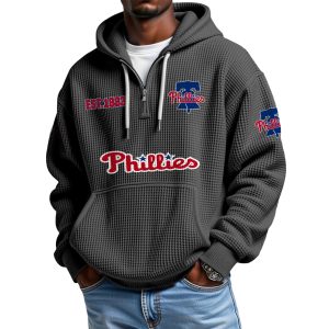 Phillies EST 1883 Quarter Zip Waffle Hoodie 1