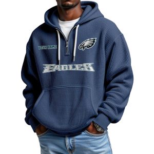 Eagles Personalized Quarter Zip Waffle Hoodie (1)