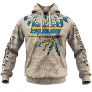 2025 Personalized Chargers Football Native American Heritage Zipper Hoodie