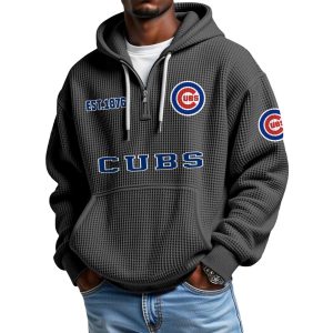 Cubs EST 1876 Quarter Zip Waffle Hoodie 1