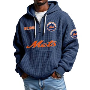 Mets EST 1962 Waffle Quarter Zip Hoodie 1
