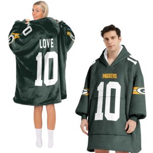 Jordan Love 10 Packers Football Unisex Blanket Hoodie (1)