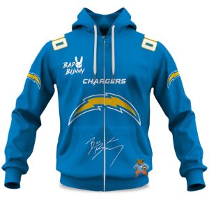Personalized Chargers Bad Bunny Bowl LX 2025 2026 Zipper Hoodie