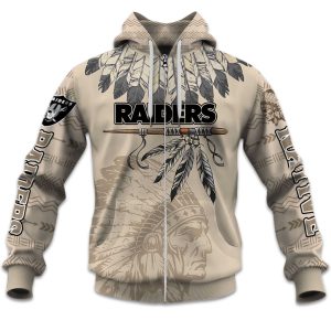 2025 Personalized Raiders Football Native American Heritage Zipper Hoodie