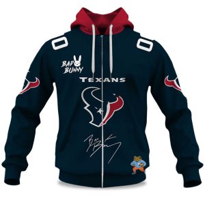 Personalized Texans Bad Bunny Bowl LX 2025 2026 Zipper Hoodie