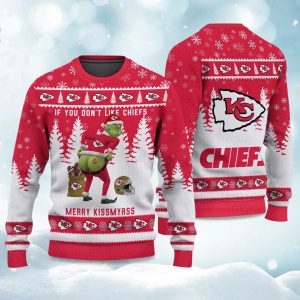 2025 Chiefs Grnch Merry Kiss My Ass Christmas Ugly Sweater