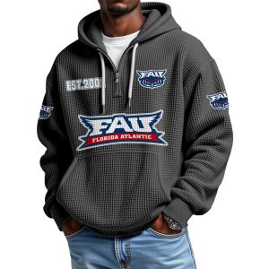 Florida Atlantic EST 2001 Quarter Zip Waffle Hoodie 1