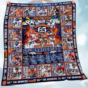 Broncos 65th Anniversary Fleece Blanket 1