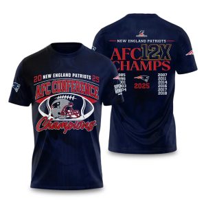 NE Patriots 2025 AFC 12X Champions Bowl LX Shirt (1)