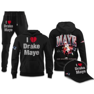 NE Patriots I Love Drake Maye Hoodie (1)
