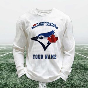 Personalized Blue Jays Baseball Waffle Sweatshirt 1