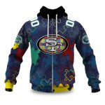 49ers Autism Awareness Football Zipper Hoodie 2026