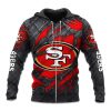 49ers Black Metal Texture Zipper Hoodie