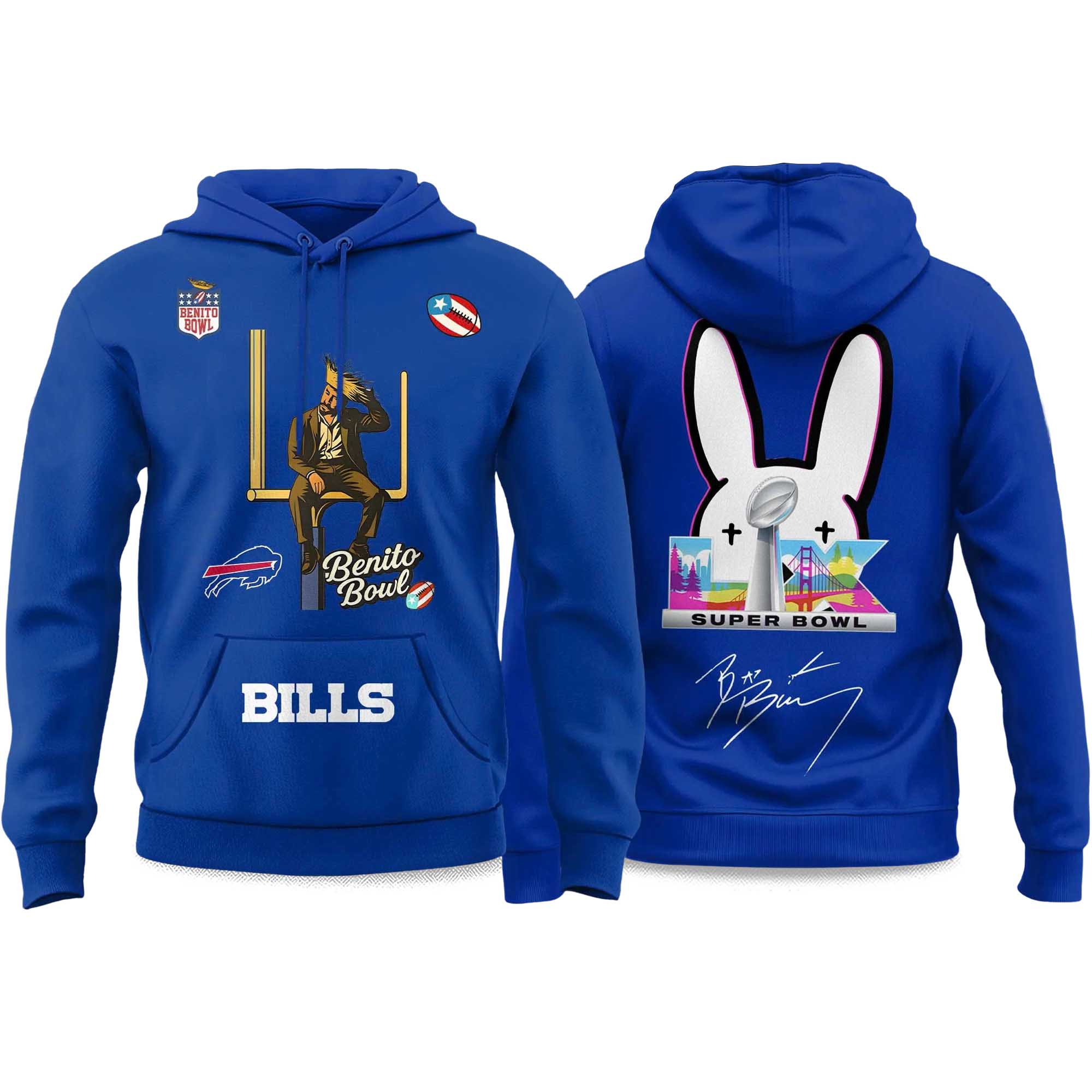 Bad Bunny 2026 Bills Bowl LX Halftime Show Hoodie Bad Bunny 2026 Bills Bowl LX Halftime Show Hoodie