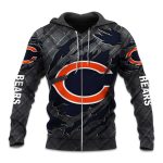 Bears Black Metal Texture Zipper Hoodie