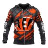 Bengals Black Metal Texture Zipper Hoodie