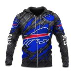 Bills Black Metal Texture Zipper Hoodie