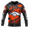 Broncos Black Metal Texture Zipper Hoodie
