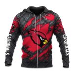 Cardinals Black Metal Texture Zipper Hoodie